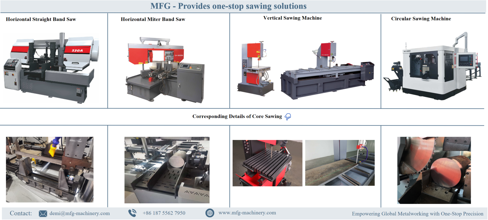 Heavy-duty horizontal metal band saw performing automatic bundle cutting