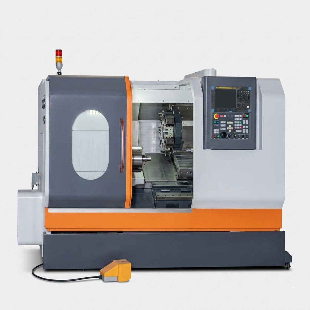 235LANCEN 8 inch compact CNC turning center configured for robotic automation by MFG