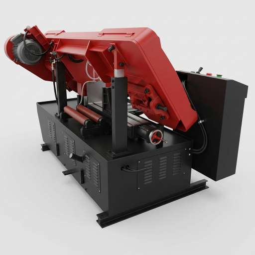 CH-400 semi-automatic horizontal straight-cutting bandsaw side view - MFG