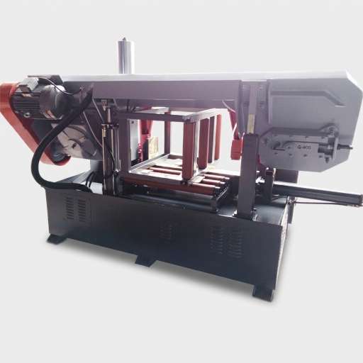 CH-4070 heavy duty bandsaw rear detail real shot displaying main motor and electrical cabinet by MFG