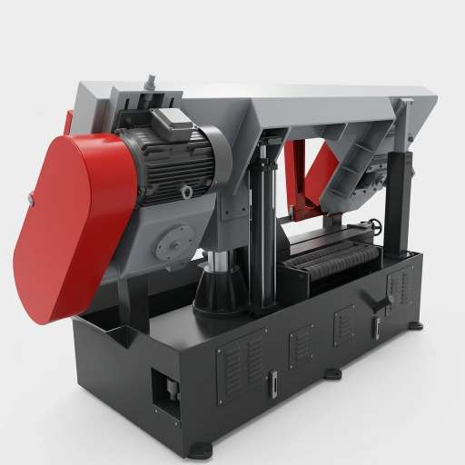 CH-500 heavy duty bandsaw rear detail real shot displaying main motor and electrical cabinet by MFG