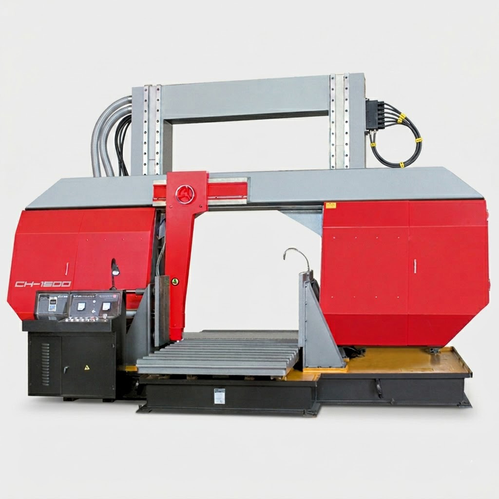 CH-1000 horizontal straight-cutting bandsaw gantry column front view - MFG