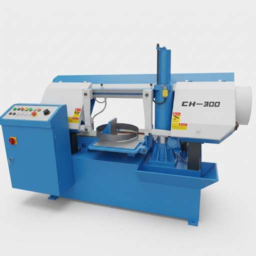 CH-300 semi-automatic horizontal straight-cutting bandsaw front view - MFG