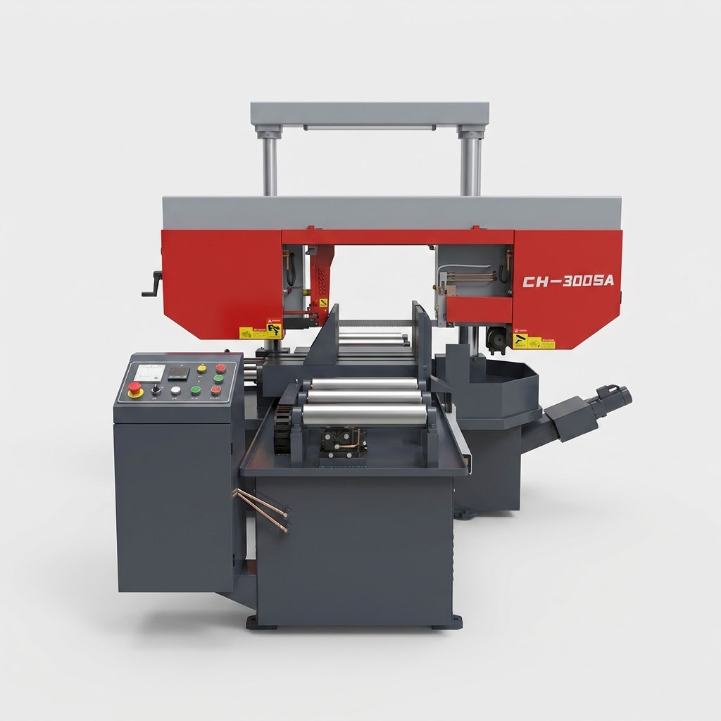CH-300SA fully automatic rotary angle metal bandsaw front render by MFG