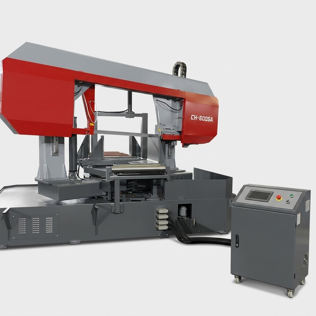 CH-600SA heavy duty gantry structure metal cutting bandsaw front render by MFG