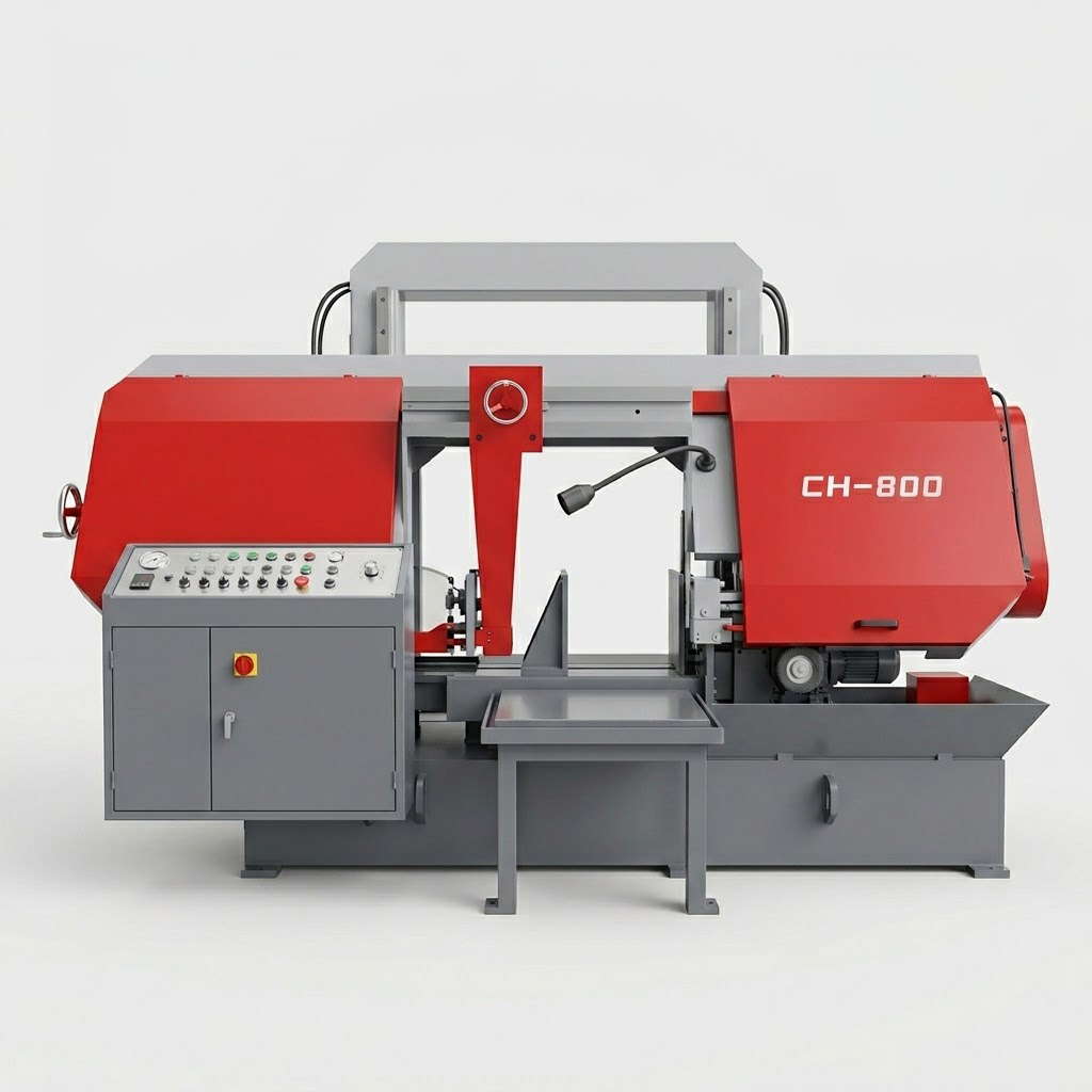 CH-800 horizontal straight-cutting bandsaw gantry column front view - MFG