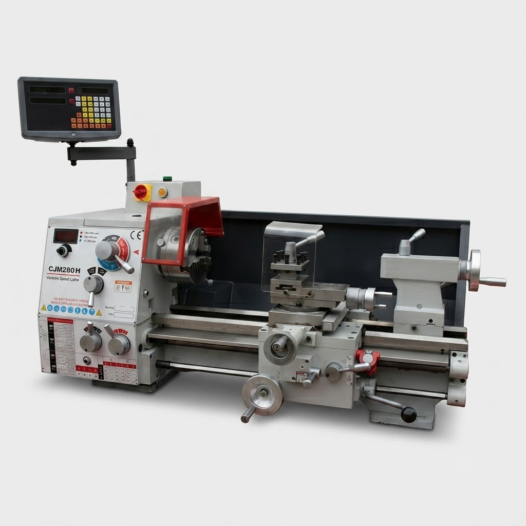 CJM280H light duty lathe with variable speed control and digital display by MFG