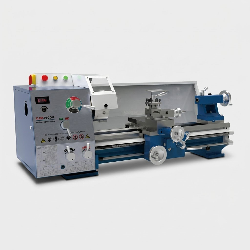 CJM360GV Large Bore Variable Speed Bench Lathe with 52mm Spindle Bore by MFG machinery