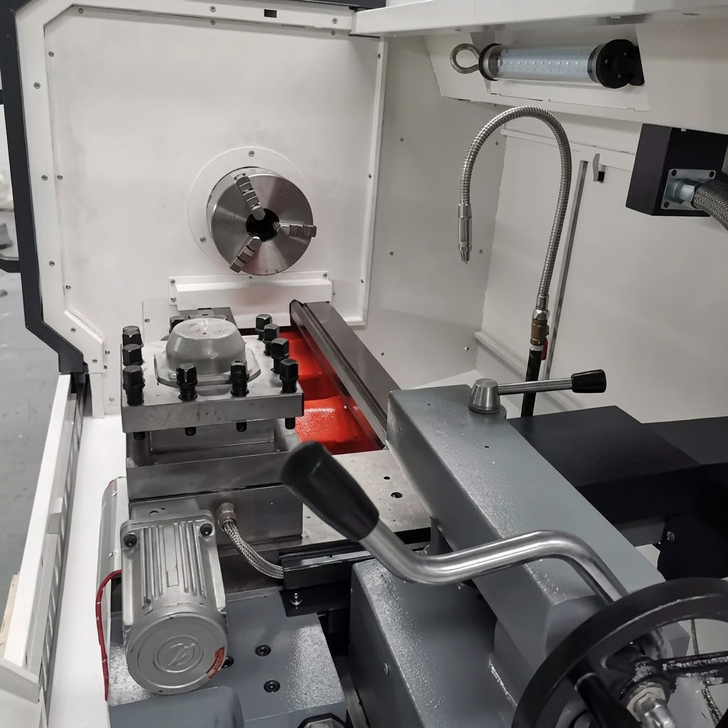 HRC45 induction hardened guideways on CK6136Q CNC lathe for precision retention