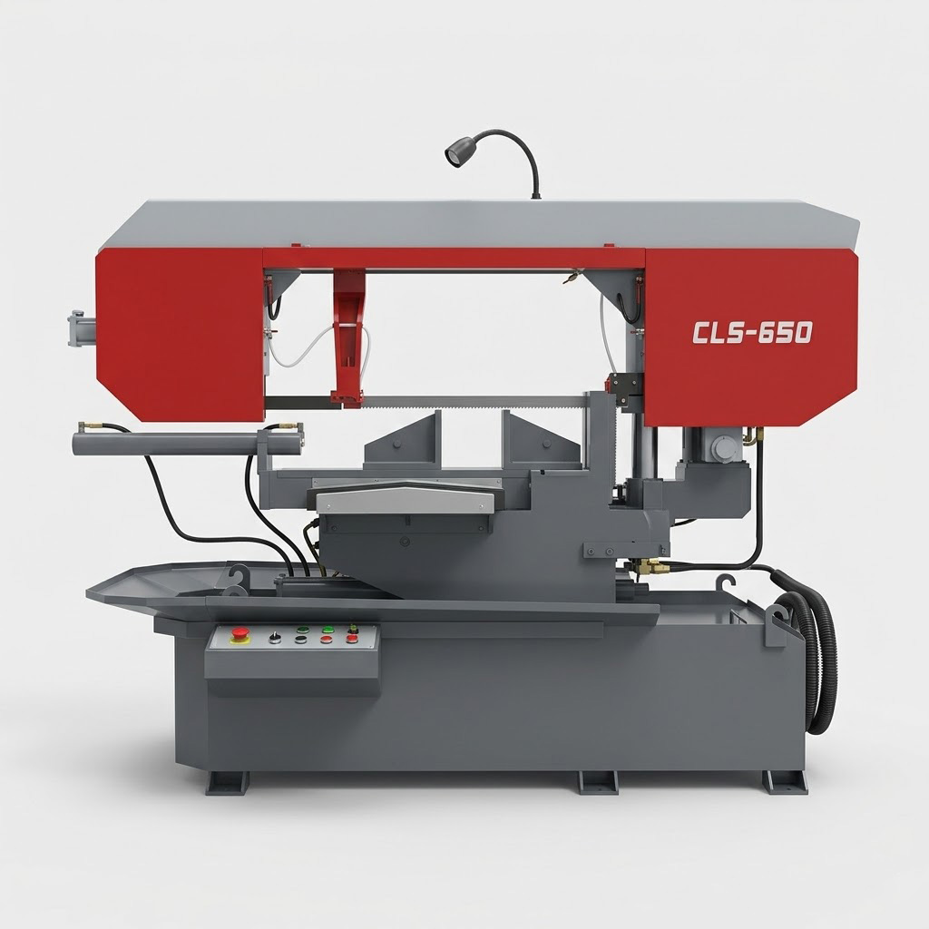 CLS-650 horizontal mitre band sawing machine front rendered view by MFG