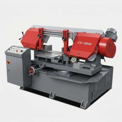 CS-280S scissor type horizontal bandsaw side view rendering by MFG