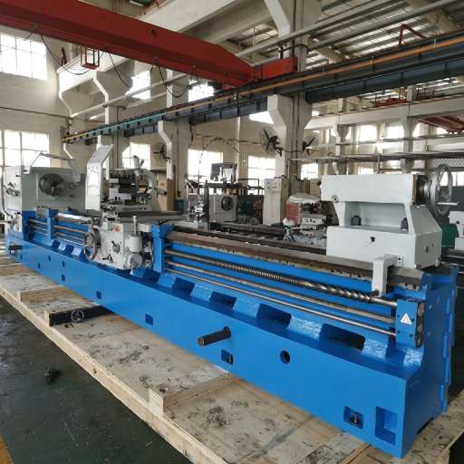 Heavy duty CW61100E horizontal lathe with 1000mm swing on MFG Machinery factory floor