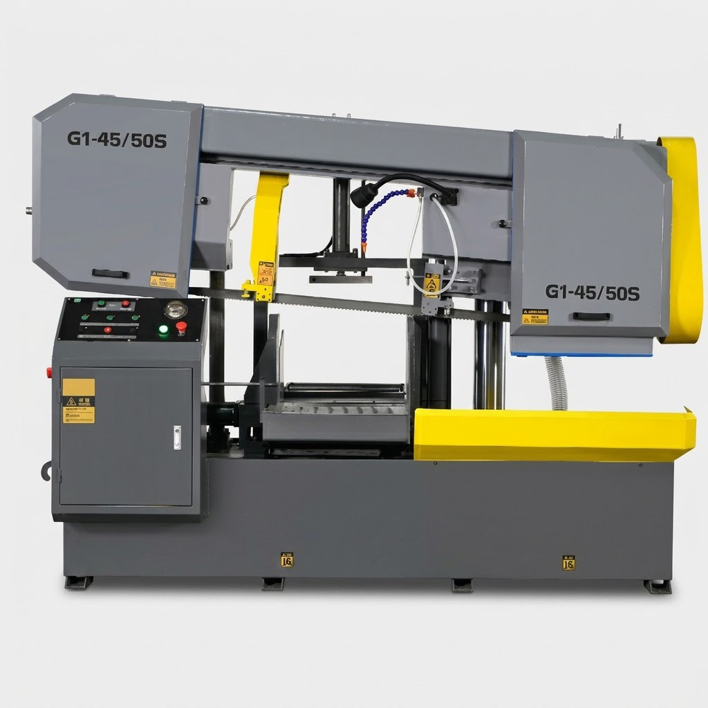 G1-4550S semi automatic horizontal double column band saw by MFG