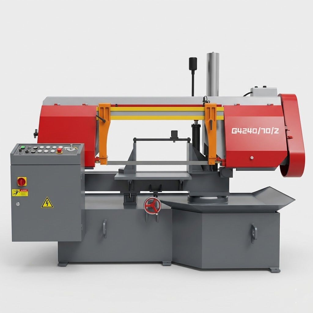 G4240/70Z horizontal rotary angle metal band saw machine front view by MFG
