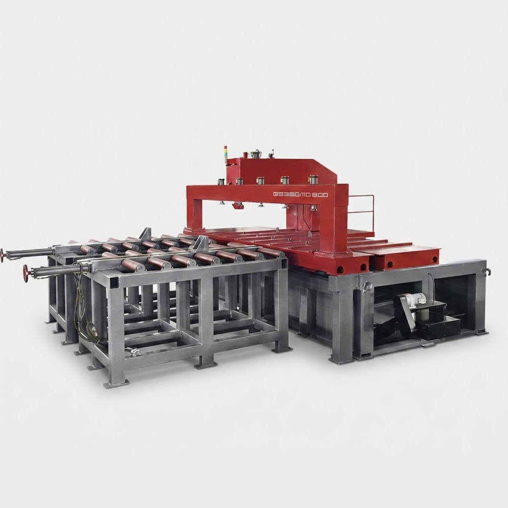 Heavy duty fixed table and mobile saw frame for large steel plate cutting