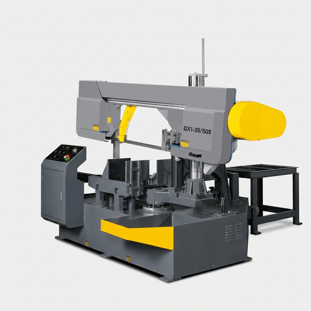 GX1-3550S semi automatic double column rotary miter band saw by MFG