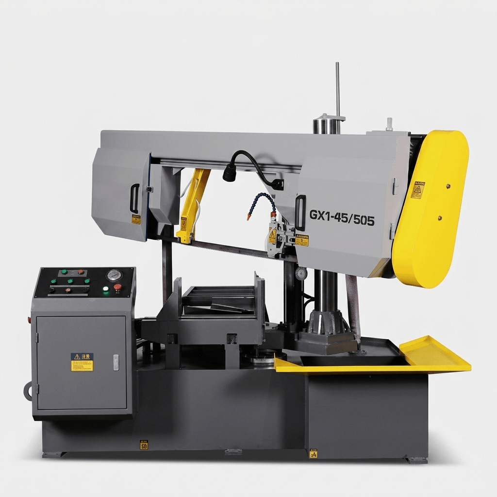 GX1-4550S semi automatic double column rotary miter band saw for heavy profiles by MFG
