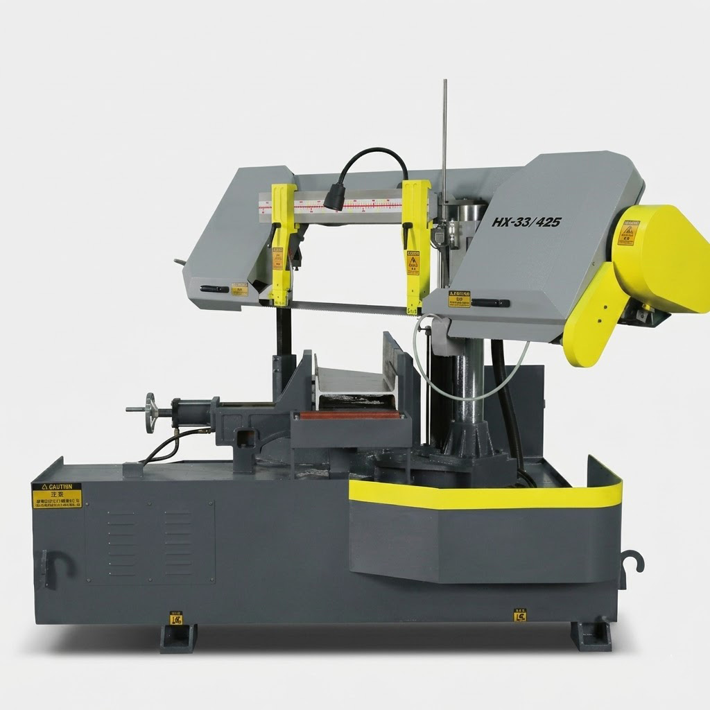 HX-33/42S semi automatic rotary band saw for 330x420mm metal profiles by MFG