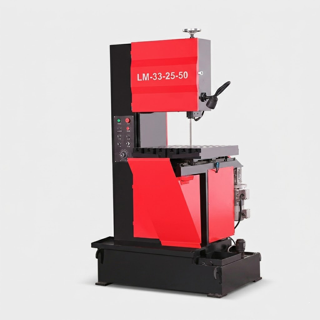 LM-33-25-50 vertical band saw for graphite and metal plate cutting with 3300mm stroke by MFG