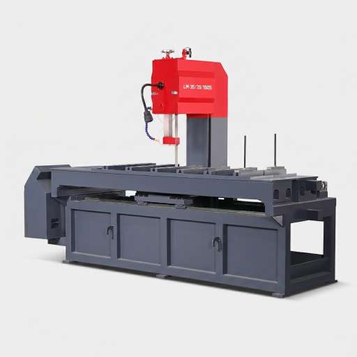 LM-35-35-150 vertical band saw for dry graphite plate cutting with pneumatic air cooling by MFG