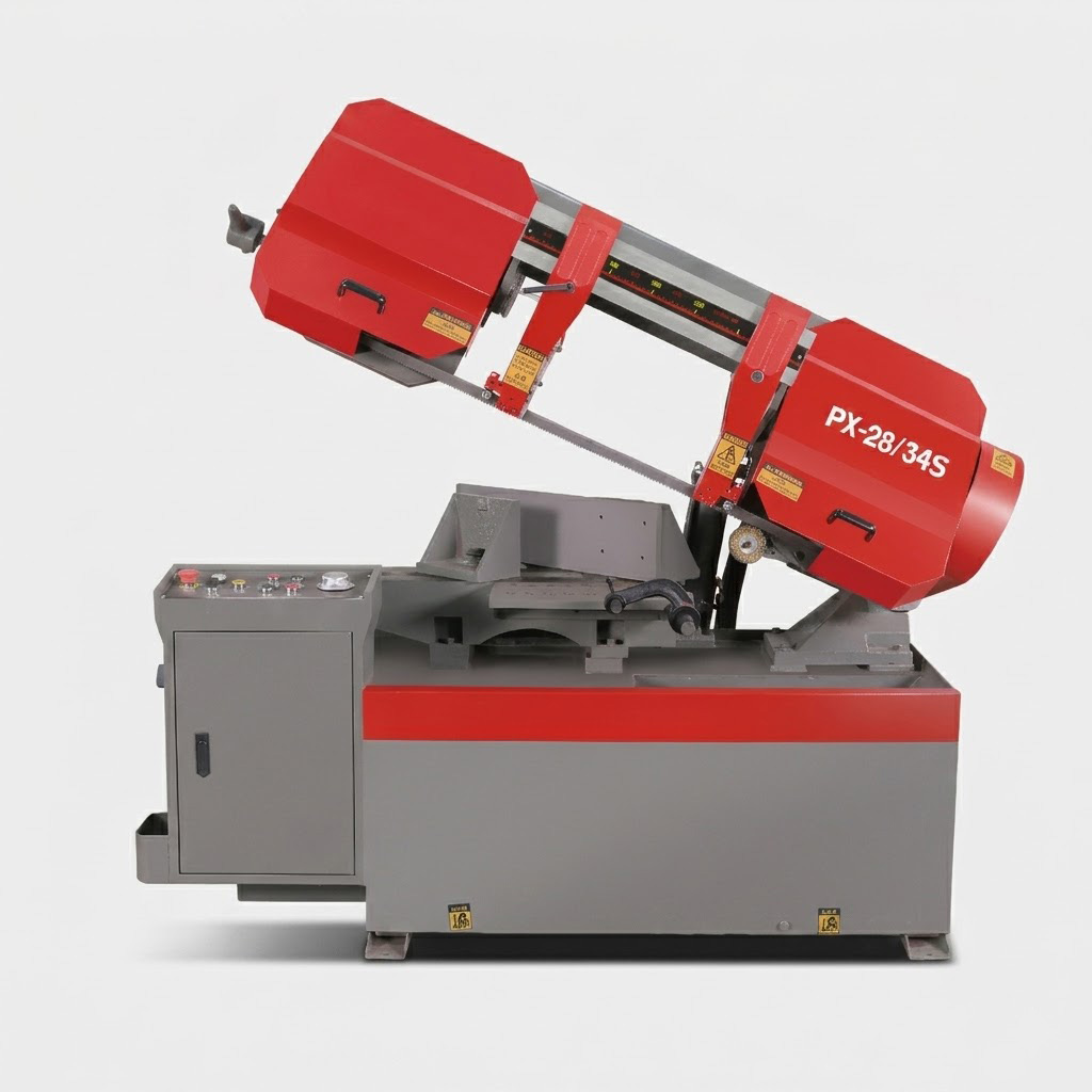 PX-28/34S semi automatic scissor type horizontal metal band saw by MFG