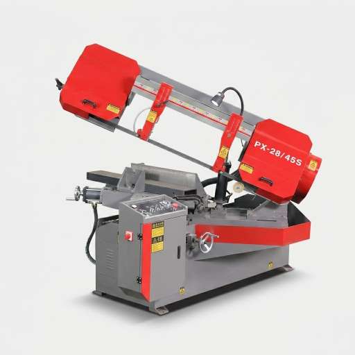 PX-28-45 horizontal rotary angle bandsaw machine for metal profiles and tubes by MFG