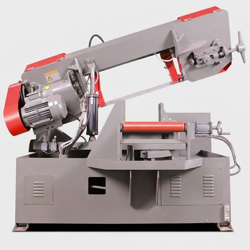 Rear view of PX1-28/40S 280x400mm capacity semi automatic metal cutting band saw by MFG