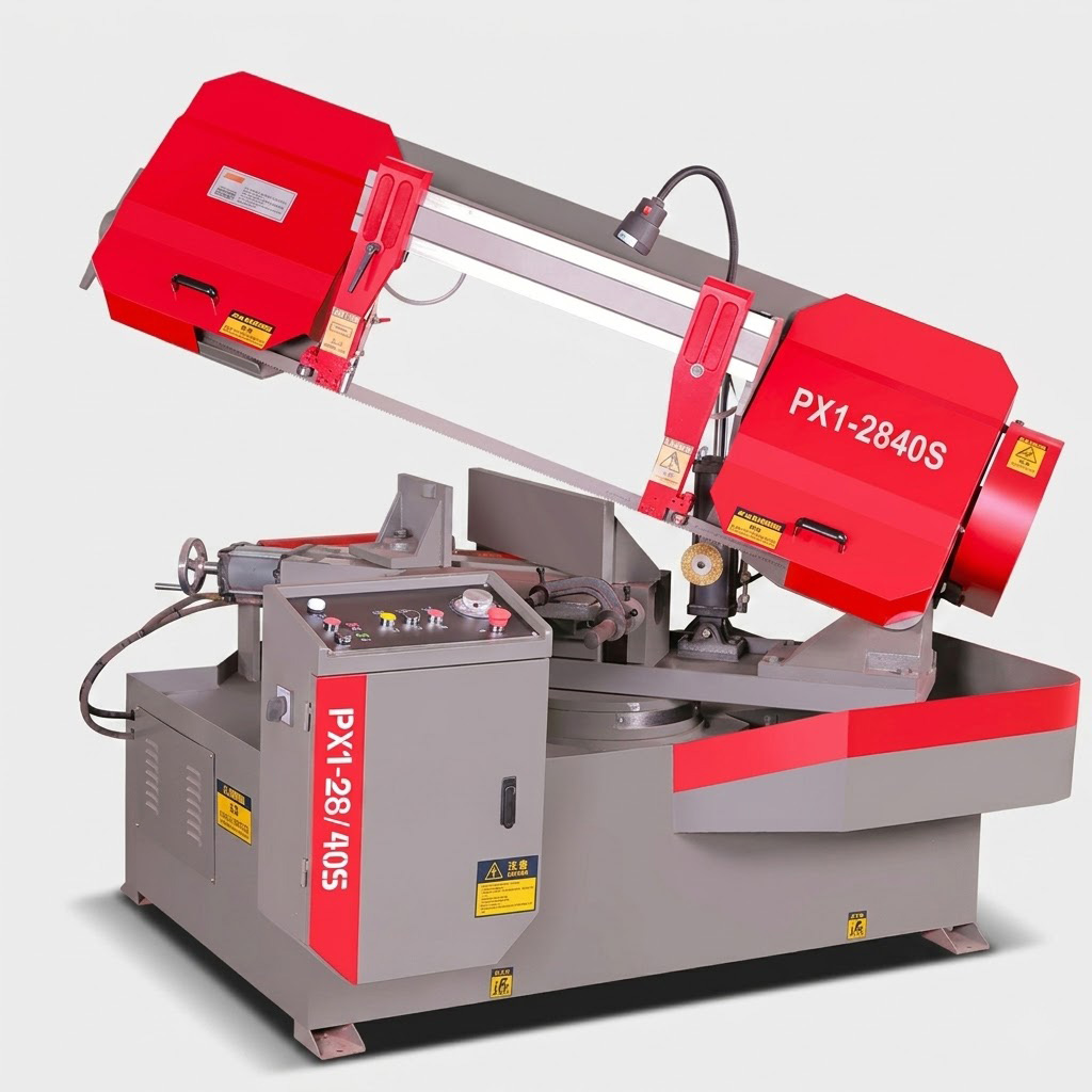 PX1-28/40S semi automatic scissor type band saw for 280x400mm metal profiles by MFG