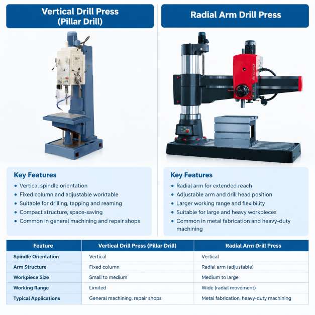 Radial Arm Drill vs. Vertical Drill Press: Whats the Difference?