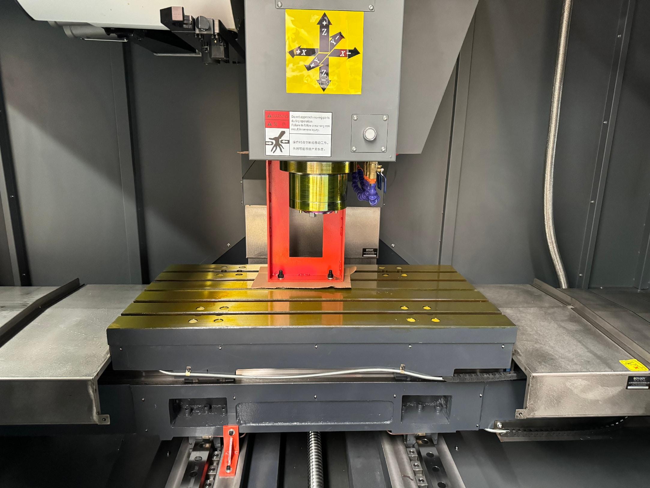 VMC1050 CNC milling machine worktable and spindle area